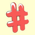 Red hashtag icon in yellow speech bubble Royalty Free Stock Photo